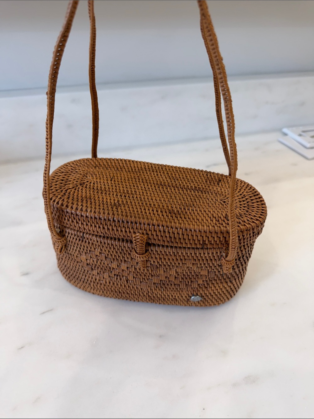 Helen Kaminski Tan Woven Oval Crossbody